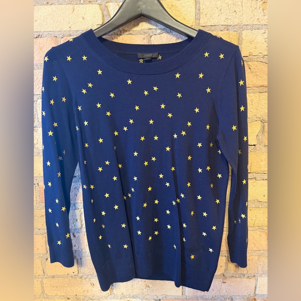 J. Crew Navy Tippi Sweater with gold star detail